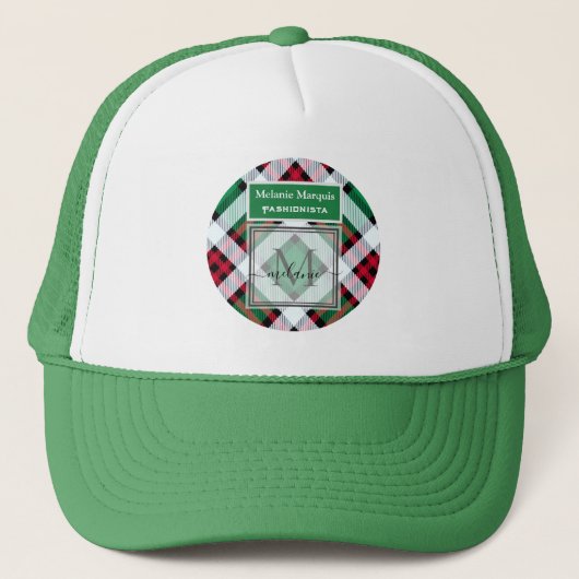 Casquette Monogramme do-it-yourself Vert Et Rouge Plaid Moti (Devant)