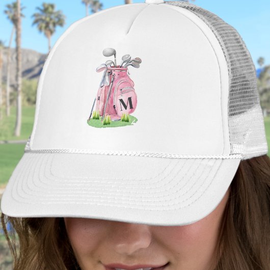 Casquette Monogramme Initial de Golf Rose Fardé