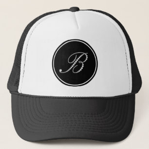 Casquette Monogramme Lettre B Diamants Blancs