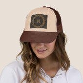 Casquette Monogramme M initiale imprimée Image Tan et Marron (En situation)