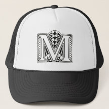 Monogramme M, lettre M, alphabet M, noir et blanc