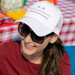 Casquette Monogramme minimaliste moderne ou ajouter un logo<br><div class="desc">Casquette minimaliste moderne. Noir & Blanc ou choisissez vos couleurs personnalisées. Parfait pour les petites entreprises, les marques d'entreprise, les indépendants, les traiteurs, les boulangeries, cafés, restaurants et plus encore. Facile à personnaliser avec vos initiales monographiques, nom et information d'entreprise, titre de poste, slogan ou même ajouter votre logo ou...</div>