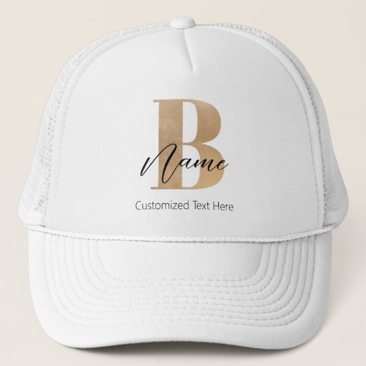 Casquette Monogramme Moderne Initiale B & Nom Personnalisé (Devant)