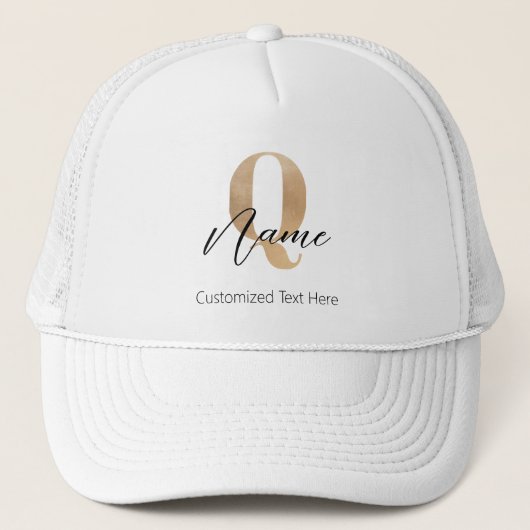 Casquette Monogramme Moderne Initiale Q & Nom Personnalisé (Devant)