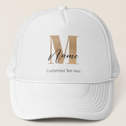 Casquette Monogramme moderne M & Nom initial Personnalisé (Devant)
