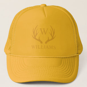 Casquette Monogramme personnalisé avec Antler Cerf Blanc Noi