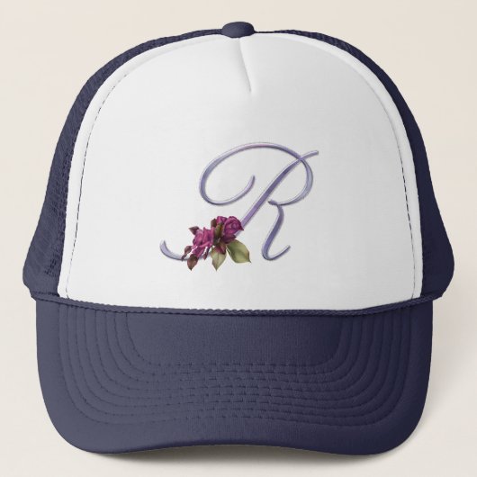 Casquette Monogramme rose R de roses (Devant)