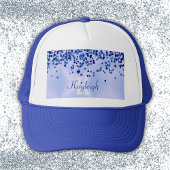 Casquette Monogramme simple en métal brossé bleu et Parties 