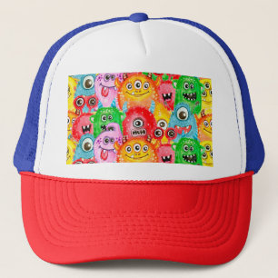 Casquette Monstres Drôle, Aquarelle Motif sans couture.