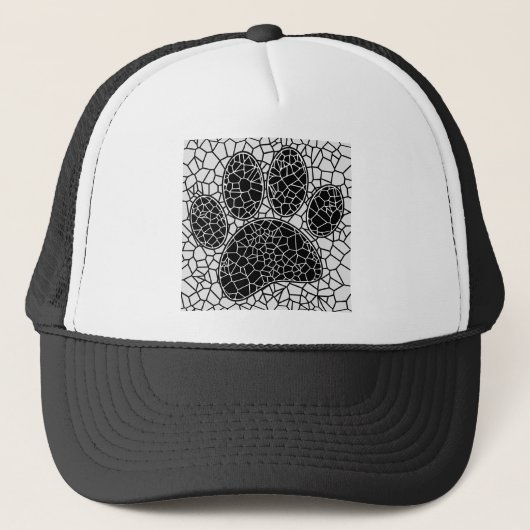 Casquette Mosaic Art Chien Empreinte de patte En Noir Et Bla (Devant)