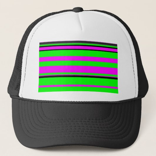 Casquette Motif à rayures couleur noir rose chaud (Devant)