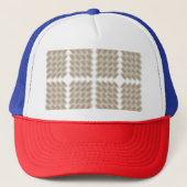 Casquette motif de à damiers beige et blanc sur un blanc (Devant)