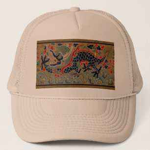 Casquette Motif de broderie en soie de dragon chinois antiqu