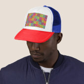Casquette Motif de carrés (En situation)