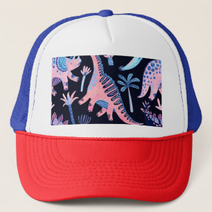 Casquette Motif de dinosaures de bande dessinée mignon.