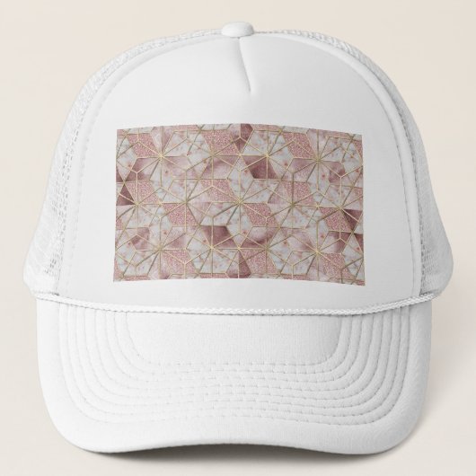 Casquette Motif de fleurs d'étoile géométrique d'or rose mod (Devant)