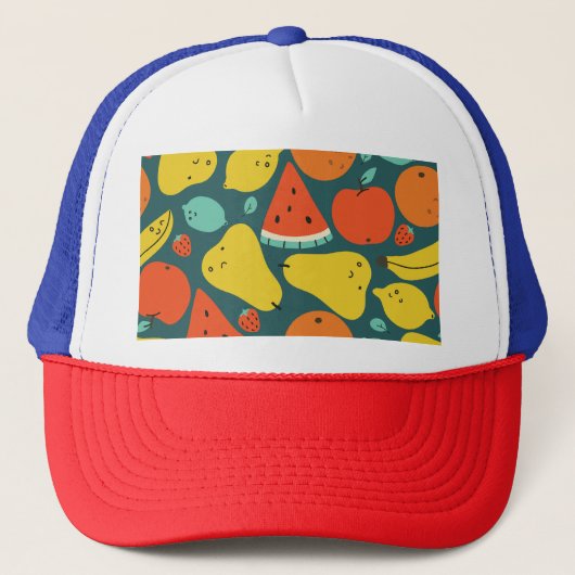 Casquette Motif de fruits tropicaux tiré à la main (Devant)