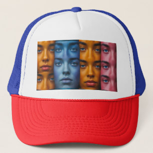 Casquette Motif des faces colorées