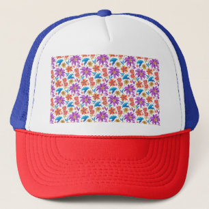 Casquette Motif floral exotique coloré dessiné à la main-707