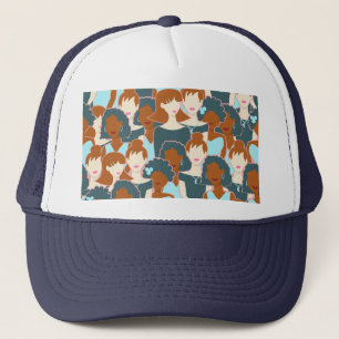 Casquette Motif sans couture avec filles noires et blanches