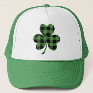 Casquette Motif Trèfle Irlandais à carreaux de Buffalo Vert-
