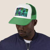 Casquette Motivation et expression imaginaire vert néon casq (En situation)