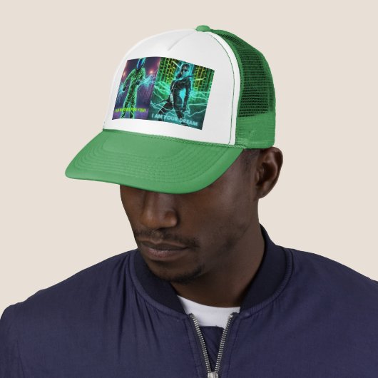 Casquette Motivation et expression imaginaire vert néon casq (En situation)