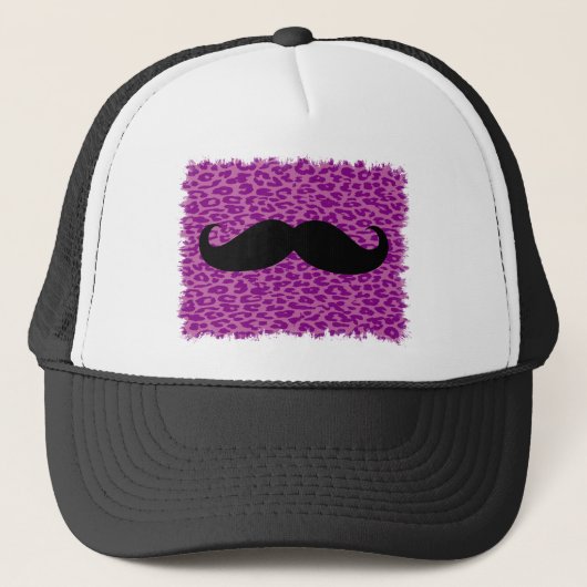 Casquette Moustache drôle sur l'empreinte de léopard (Devant)