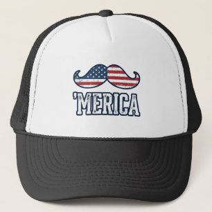 Casquette Moustache patriotique américaine en détresse Vecto