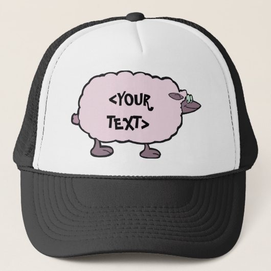 Casquette Mouton Rose, <YOUR TEXT> (Devant)
