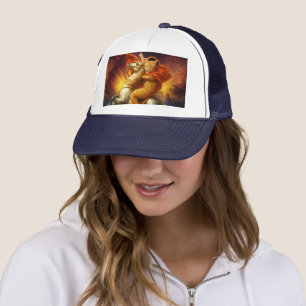 Casquette Napoléon Chat Chevauchant un Cheval à Travers la G