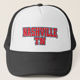 Casquette Nashville TN Bold Block Letter Design - Rouge Blan