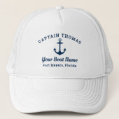 Casquette Nautique Marine Blue Custom Capitaine Nom du batea (Devant)
