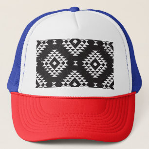 Casquette Navajo Géométrique : Tribal Blanc Noir.