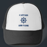 Casquette Navires nautiques Helm de roue Capitaine ou nom de<br><div class="desc">Bateaux classiques nautiques à roue avec capitaine ou Casquette de nom de bateau personnalisé.</div>