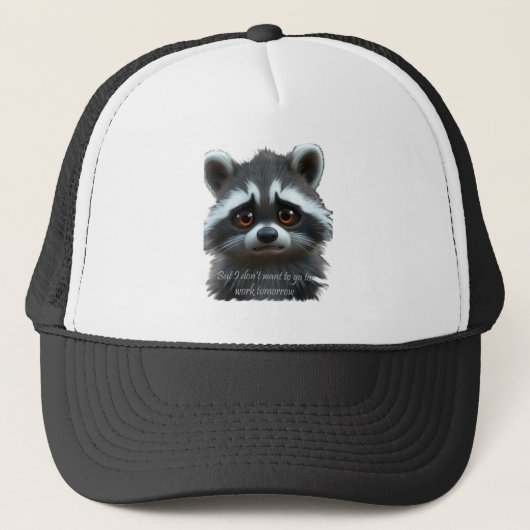 Casquette Ne veux pas travailler Raccoon Animal (Devant)