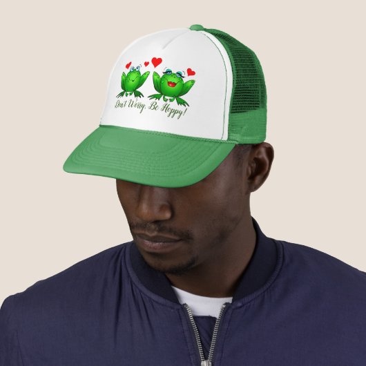 Casquette Ne vous inquiétez pas Be Hoppy Cute Cartoon Frogs (En situation)