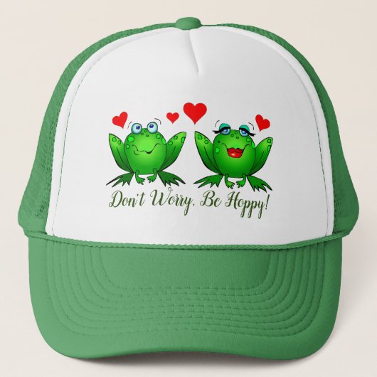 Casquette Ne vous inquiétez pas Be Hoppy Cute Cartoon Frogs (Devant)