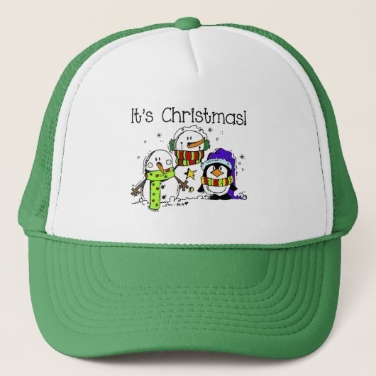 Casquette Neiges et pingouins C'est Noël (Devant)