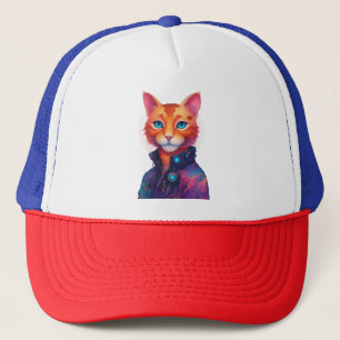 Casquette "Neon Paws : The Ginger, Blue Eyed Cyberpunk Cat"