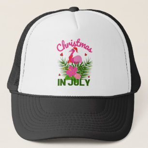 Casquette Noël en juillet flamant rose d'été mignon