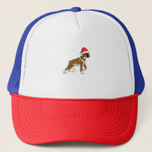 Casquette Noël Lumières Boxer Amoureux des chiens Funny Cade