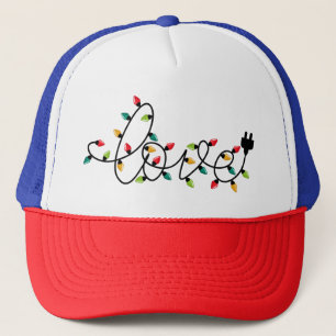 Casquette Noël Lumières colorées Aimer Texte-45872