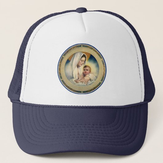 Casquette Noël religieux vintage, Vierge et Enfant (Devant)