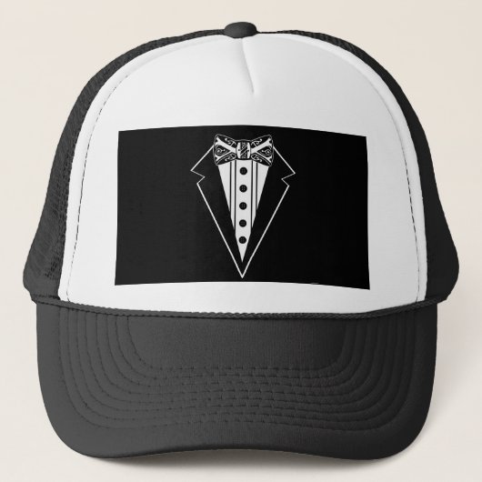 Casquette Nœud papillon noir et blanc avec smoking (Devant)