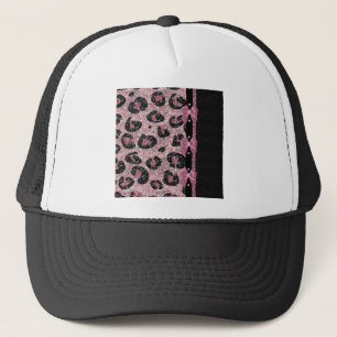 Casquette Nœuds en ruban imprimé léopard rose rockabilly RAB