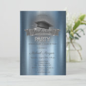 Casquette noir Bleu Graduation Party Invitation (Debout devant)