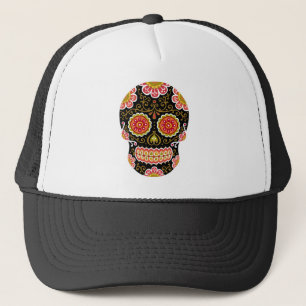 Casquette noir de camionneur de crâne de sucre