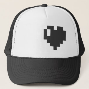 Casquette noir de coeur de pixel