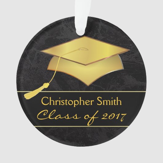 Casquette noir de diplômé d'or - cadeau de photo (devant)